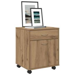 Berkfield Home Rolling Cabinet Artisan Oak 45x38x54 cm Engineered Wood in Brown - Size: 45 x 38 x 54 cm - thumbnail 2