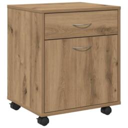 Berkfield Home Rolling Cabinet Artisan Oak 45x38x54 cm Engineered Wood in Brown - Size: 45 x 38 x 54 cm - thumbnail 3