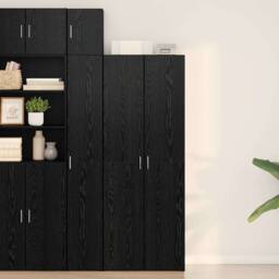 Berkfield Home Highboard Black Oak 70x42.5x185 cm Engineered Wood - thumbnail 2