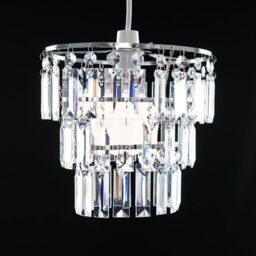 ValueLights Kelsks Pair of Chandelier Style Droplet Easy Fit Ceiling Lamp Shades in Silver - thumbnail 5