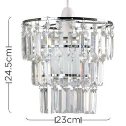 ValueLights Kelsks Pair of Chandelier Style Droplet Easy Fit Ceiling Lamp Shades in Silver - thumbnail 6