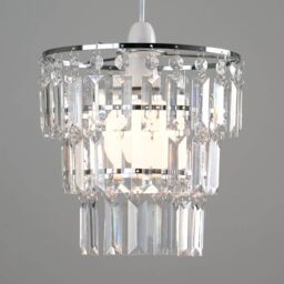 ValueLights Kelsks Pair of Chandelier Style Droplet Easy Fit Ceiling Lamp Shades in Silver - thumbnail 4