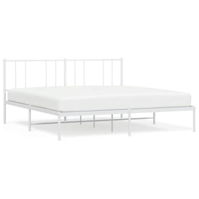 Berkfield Home Metal Bed Frame with Headboard White 180x200 cm Super King - image 1