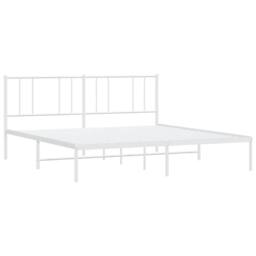 Berkfield Home Metal Bed Frame with Headboard White 180x200 cm Super King - thumbnail 3