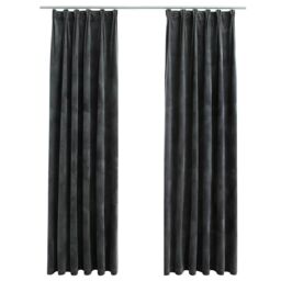 Berkfield Home Blackout Curtains 2 pcs with Hooks Velvet Anthracite 140x245 cm - thumbnail 2