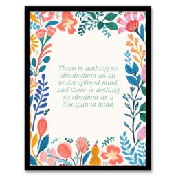 Artery8 Wall Art Print Disciplined Mind Buddhist Mindfulness Quote Floral Buddha Framed Art - Size: A4 - thumbnail 1