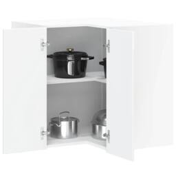 Berkfield Home Kitchen Wall Corner Cabinet Lucca High Gloss White Engineered Wood - thumbnail 2