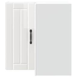 Berkfield Home Kitchen Wall Corner Cabinet Lucca High Gloss White Engineered Wood - thumbnail 4