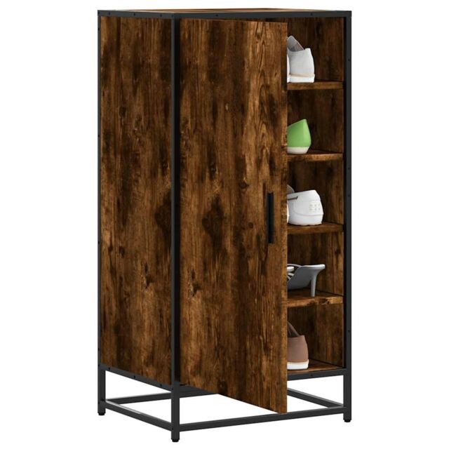 Berkfield Home Shoe Rack Smoked Oak 48x38x97.5 cm Engineered Wood in Brown - image 1