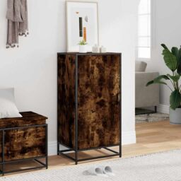 Berkfield Home Shoe Rack Smoked Oak 48x38x97.5 cm Engineered Wood in Brown - thumbnail 3