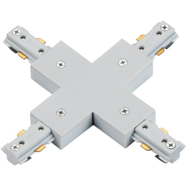 Loops Commercial Track Lighting Cross X-Connector - 182 x 182mm - White Pc Rail System - image 1