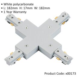 Loops Commercial Track Lighting Cross X-Connector - 182 x 182mm - White Pc Rail System - thumbnail 2