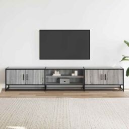 Berkfield Home TV Cabinet Grey Sonoma 210x35x41 cm Engineered Wood - Size: 210 x 35 x 41 cm - thumbnail 3