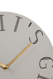 Orsina Decorative Gin Clock With Gold Finish Hands, Round Wall Clock With Art Deco Lettering-Timepiece for Hallways in White - thumbnail 2