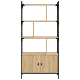 Berkfield Home Bookcase with Doors Sonoma Oak 76.5x30x154.5 cm Engineered Wood in Brown - thumbnail 5