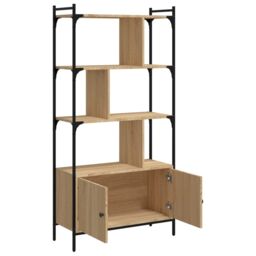 Berkfield Home Bookcase with Doors Sonoma Oak 76.5x30x154.5 cm Engineered Wood in Brown - thumbnail 4