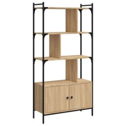Berkfield Home Bookcase with Doors Sonoma Oak 76.5x30x154.5 cm Engineered Wood in Brown - thumbnail 2
