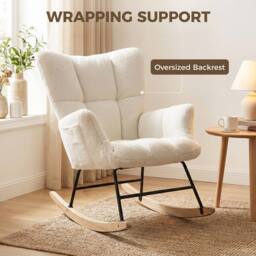 HOMCOM Tufted Rocking Chair with Side Pockets in Cream - thumbnail 6
