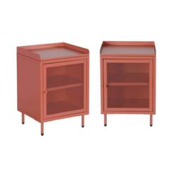 sweeek Industrial metal bedside table with 1 door (set of 2) in Terracotta - thumbnail 2