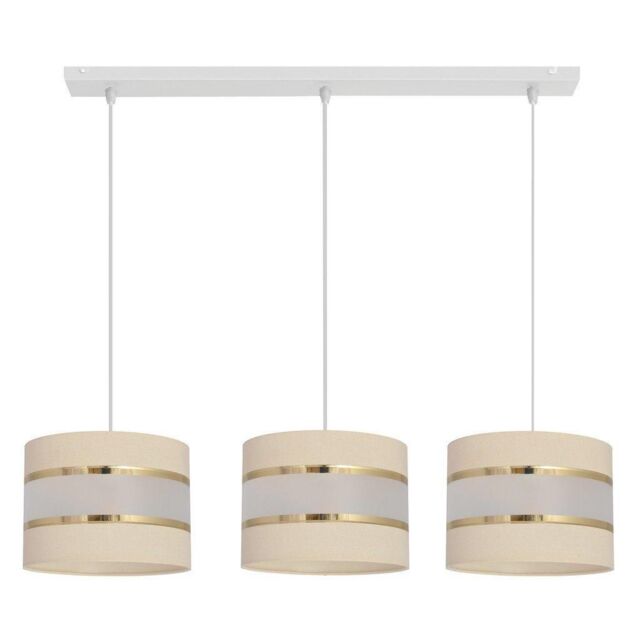 Netlighting Helen Straight Bar Pendant Ceiling Light Ecru Gold White 65cm in Beige - image 1