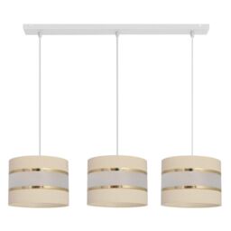 Netlighting Helen Straight Bar Pendant Ceiling Light Ecru Gold White 65cm in Beige - thumbnail 1
