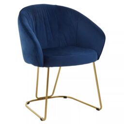 Orsina Elegant Midnight Velvet Dining Chair, Comfortable Chair For Dining Table, Modern Design Outdoor Dining Chair in Blue - thumbnail 2
