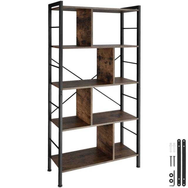 tectake Standing Shelf Charleston 75.5X30X155Cm in Brown - Size: 75.5X30X155 cm - image 1