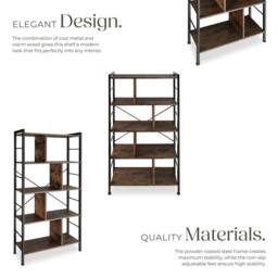 tectake Standing Shelf Charleston 75.5X30X155Cm in Brown - Size: 75.5X30X155 cm - thumbnail 4