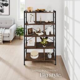 tectake Standing Shelf Charleston 75.5X30X155Cm in Brown - Size: 75.5X30X155 cm - thumbnail 8