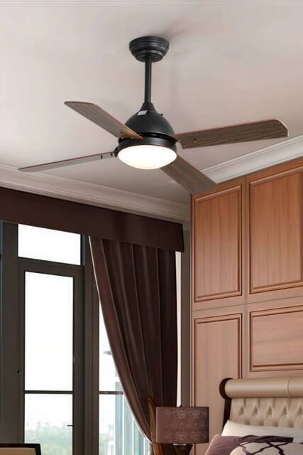Living and Home 4 Blade LED Fan Ceiling Light in Brown - image 1