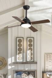 Living and Home 4 Blade LED Fan Ceiling Light in Brown - thumbnail 3