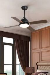 Living and Home 4 Blade LED Fan Ceiling Light in Brown - thumbnail 1