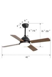 Living and Home 4 Blade LED Fan Ceiling Light in Brown - thumbnail 4