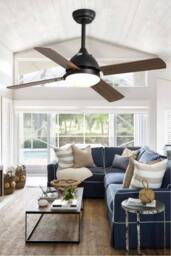 Living and Home 4 Blade LED Fan Ceiling Light in Brown - thumbnail 2