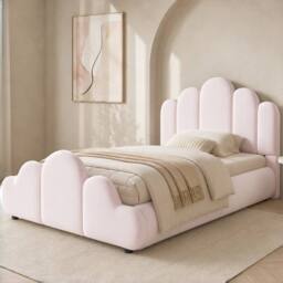 BTM 3FT Velvet Petal Bed Cloud Footboard 90x190 Blush Pink - Size: Single - thumbnail 3