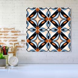 Warren Reed - Designer Brown & Blue Geometric Pattern Canvas - Size: w10 inch x h10 inch - thumbnail 2