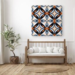 Warren Reed - Designer Brown & Blue Geometric Pattern Canvas - Size: w10 inch x h10 inch - thumbnail 3