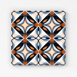 Warren Reed - Designer Brown & Blue Geometric Pattern Canvas - Size: w10 inch x h10 inch - thumbnail 1