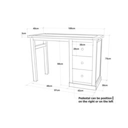 Cabinet Bits Trevi 3 Drawer Desk - Dressing Table Brass Knob in Off-White - thumbnail 6