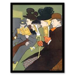 Artery8 Edward Penfield Framed Wall Art People Reading Magazine on Train - Size: A4 - thumbnail 1