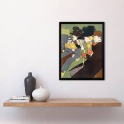Artery8 Edward Penfield Framed Wall Art People Reading Magazine on Train - Size: A4 - thumbnail 2