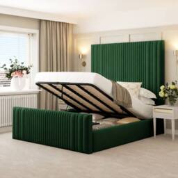 "Bed Choices Aspire Upholstered Bed Frame Ottoman Gas Lift Storage with 70"" Headboard in Green - Size: Single" - thumbnail 4