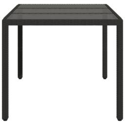 Berkfield Home Garden Table with Glass Top Black 150x90x75 cm Poly Rattan - Size: 150 x 90 x 75 cm - thumbnail 5