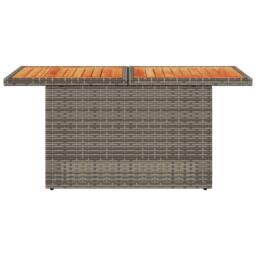 Berkfield Home Garden Table Grey 100x55x73 cm Poly Rattan & Acacia Wood - Size: 100 x 55 x 73 cm - thumbnail 5