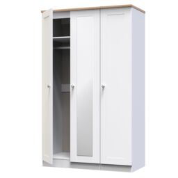 Ready Assembled 2 U Cumbria Tall Triple Mirror Wardrobe (Ready Assembled) in White - Size: Large - thumbnail 6
