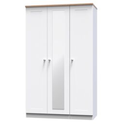 Ready Assembled 2 U Cumbria Tall Triple Mirror Wardrobe (Ready Assembled) in White - Size: Large - thumbnail 4