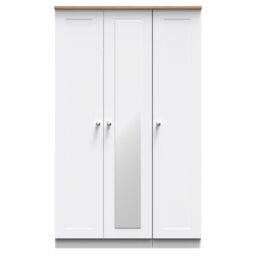 Ready Assembled 2 U Cumbria Tall Triple Mirror Wardrobe (Ready Assembled) in White - Size: Large - thumbnail 2