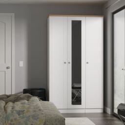 Ready Assembled 2 U Cumbria Tall Triple Mirror Wardrobe (Ready Assembled) in White - Size: Large - thumbnail 1