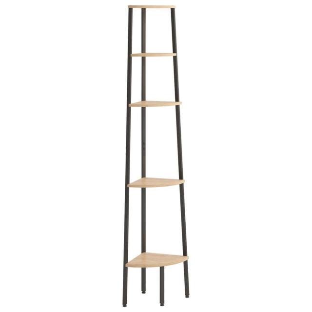 Berkfield Home 5-Tier Corner Shelf Light Brown & Black 45.5x31.5x180 cm - image 1