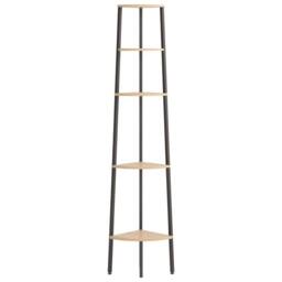 Berkfield Home 5-Tier Corner Shelf Light Brown & Black 45.5x31.5x180 cm - thumbnail 3